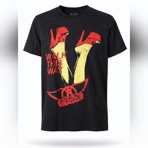 Aerosmith Walk This Way Tee Black Graphic Shirt Unisex Small Band Rock